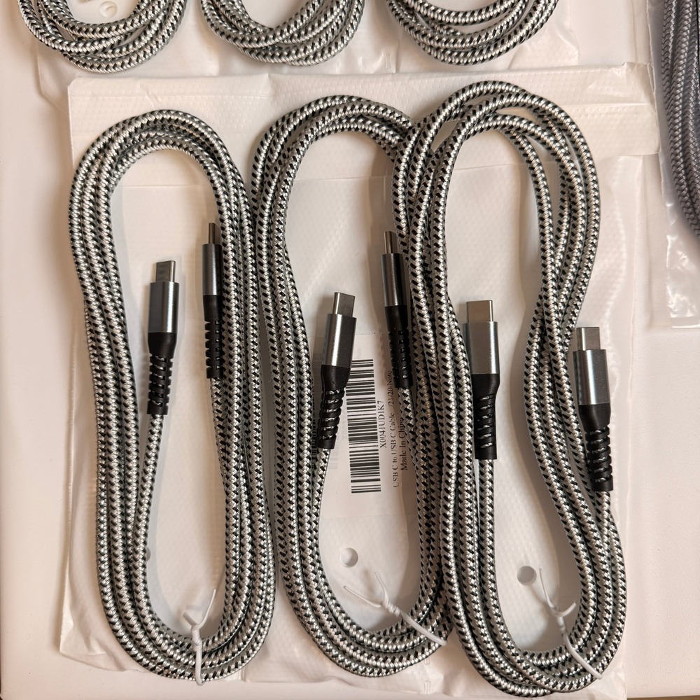 Lot of 13 Mixed USB C to USB C 60W Fast Charging Cables 6ft 10ft Braided Type - Picture 4 of 6